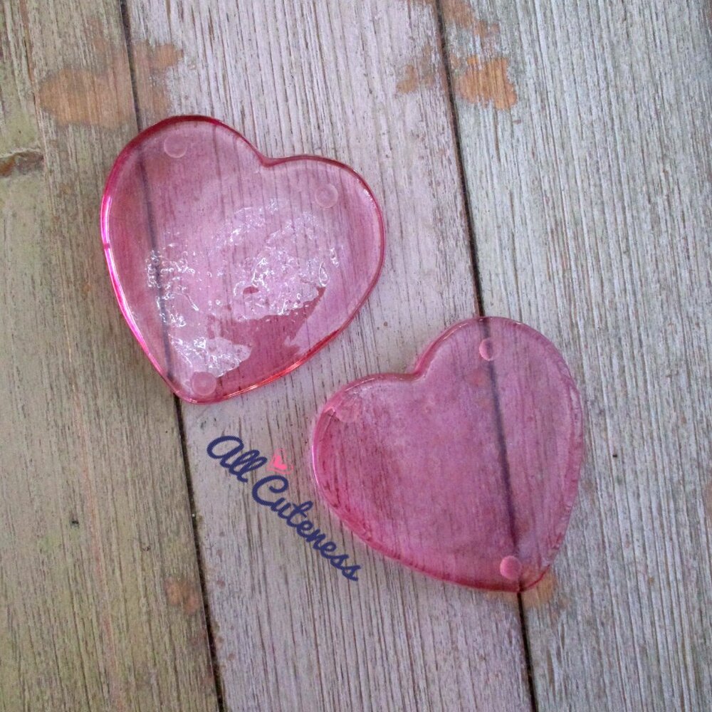 (NWOT) Pink Glass Heart-Shaped Coaster Set